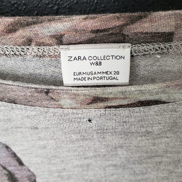 cropped gray floral wool sweater from zara - Picture 2 of 5
